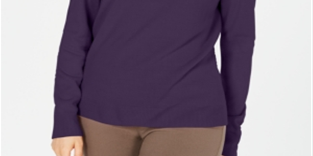 Karen Scott Women's Zip Back Mock Neck Sweater Purple Size X-Small