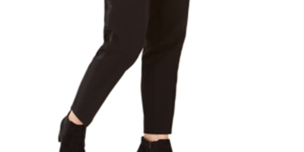 Bar III Women'sTuxedo Satin StripeStraight-Leg Pants Black Size 0