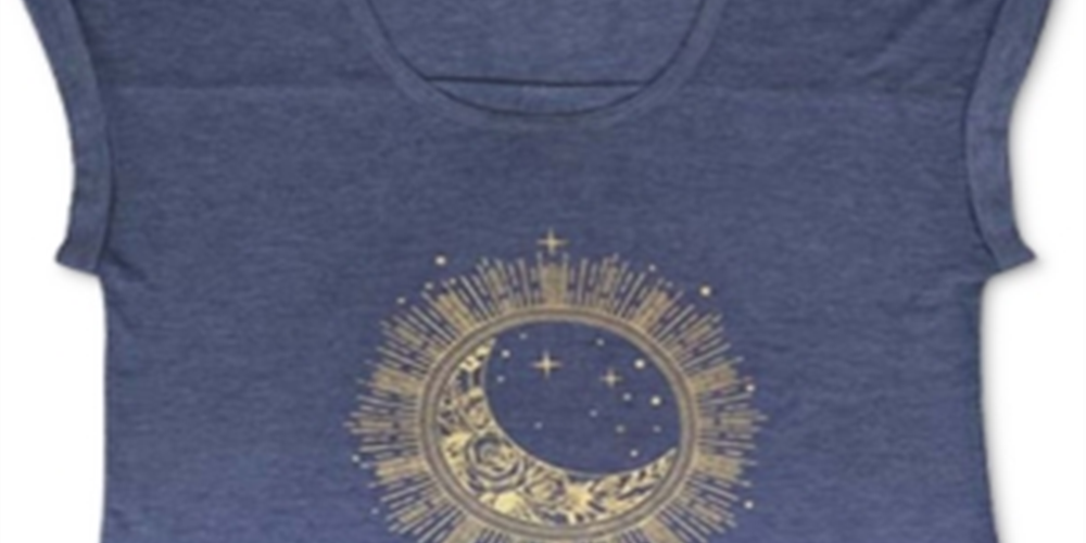 Style & Co Women's Graphic T-Shirt Blue Size Large