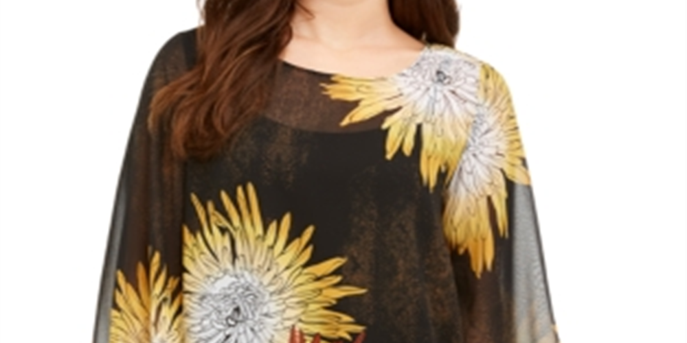 Alfani Women's Bubble Sleeve Blouse Mustard Size Petite S/M