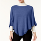 Karen Scott Women's Asymmetric Ruffled Poncho Blue Denim Size S/M