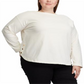 Ralph Lauren Women's Plus Button Trim Boatneck Shirt White Size 3XL