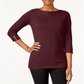 Karen Scott Women's Cotton Button Trim Sweater Maroon Size Petite S