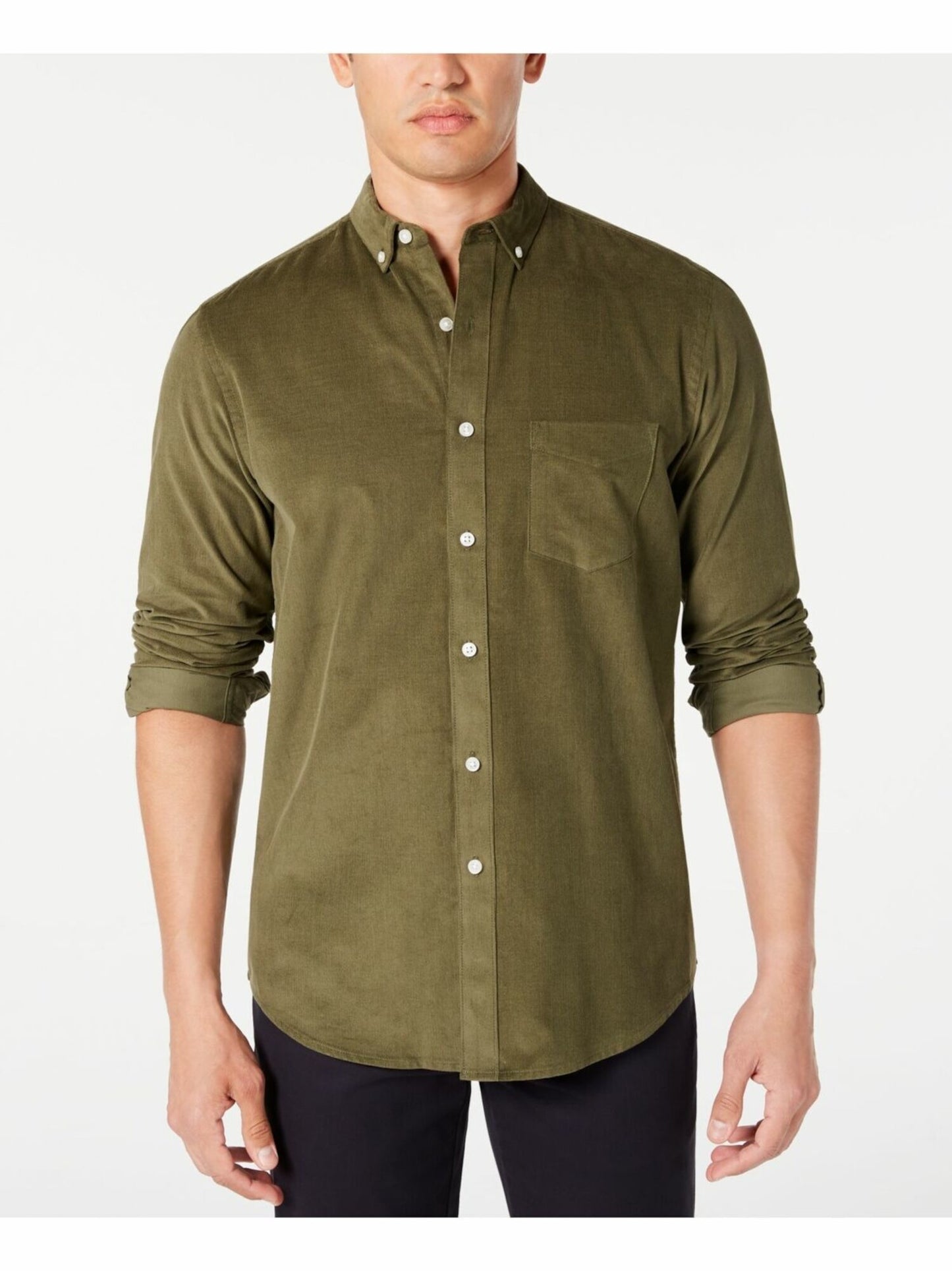 Club Room Men's Collared Classic Fit Dress Shirt Green Size Small