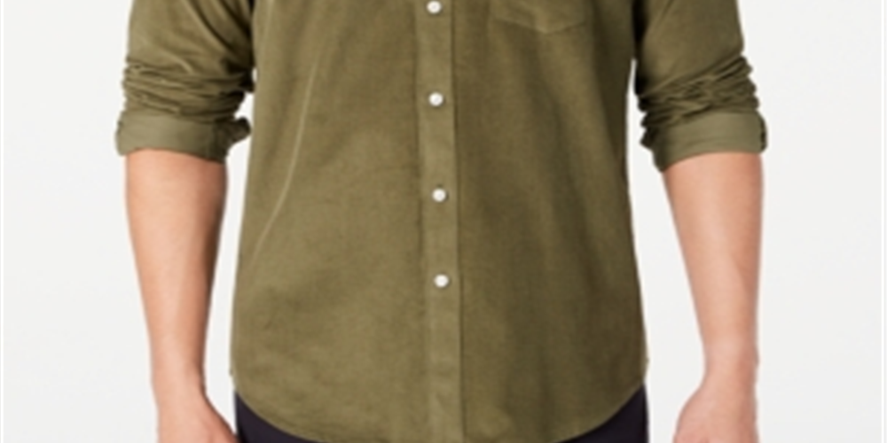 Club Room Men's Collared Classic Fit Dress Shirt Green Size Small