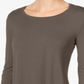 JM Collection Women's Scoop Neck 3/4 Sleeve T-Shirt Brown Clay  Size Petite L