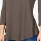 JM Collection Women's Scoop Neck 3/4 Sleeve T-Shirt Brown Clay  Size Petite L