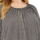 Michael Kors Women's Plus Micro Check Peasant Top Black Size 3X
