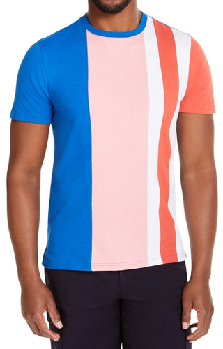 Club Room Men's Colorblocked Stripe T-Shirt Pink Sky Size S
