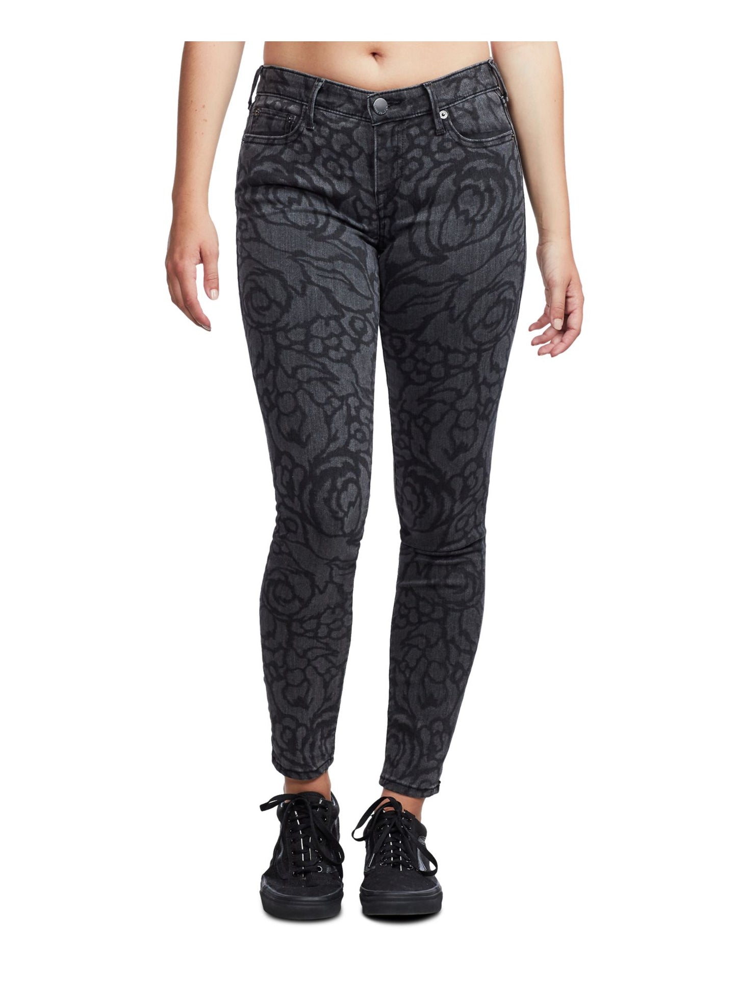True Religion Women's Printed Skinny Pants Black Size 28