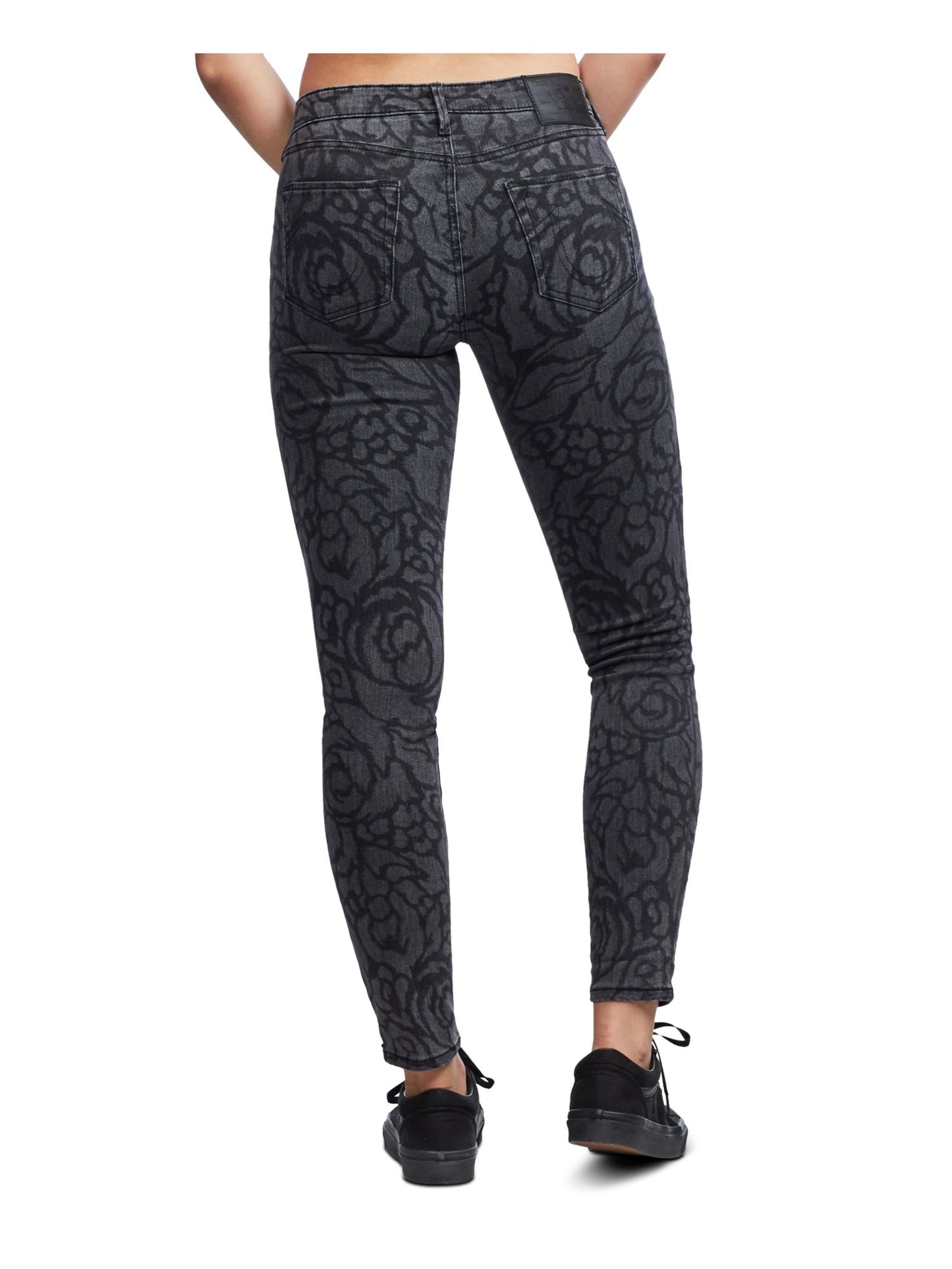 True Religion Women's Printed Skinny Pants Black Size 28