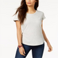 Style & Co Women's Cuffed Sleeve Cotton T-Shirt Gray Size Medium