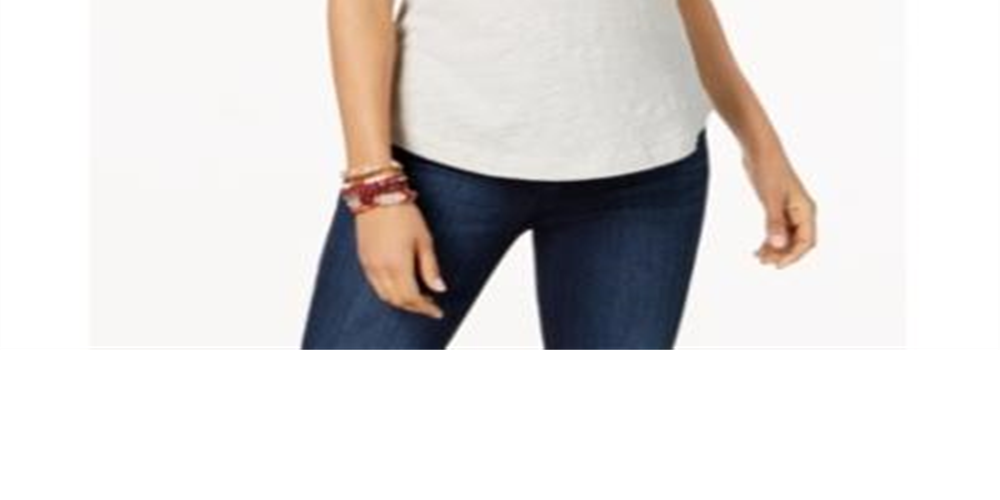 Style & Co Women's Cuffed Sleeve Cotton T-Shirt Gray Size Medium