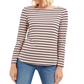 Charter Club Women's Ribbed Striped Top Pink Size Petite L