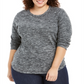 Karen Scott Women's Plus Marled Microfleece Top Gray Size 4X