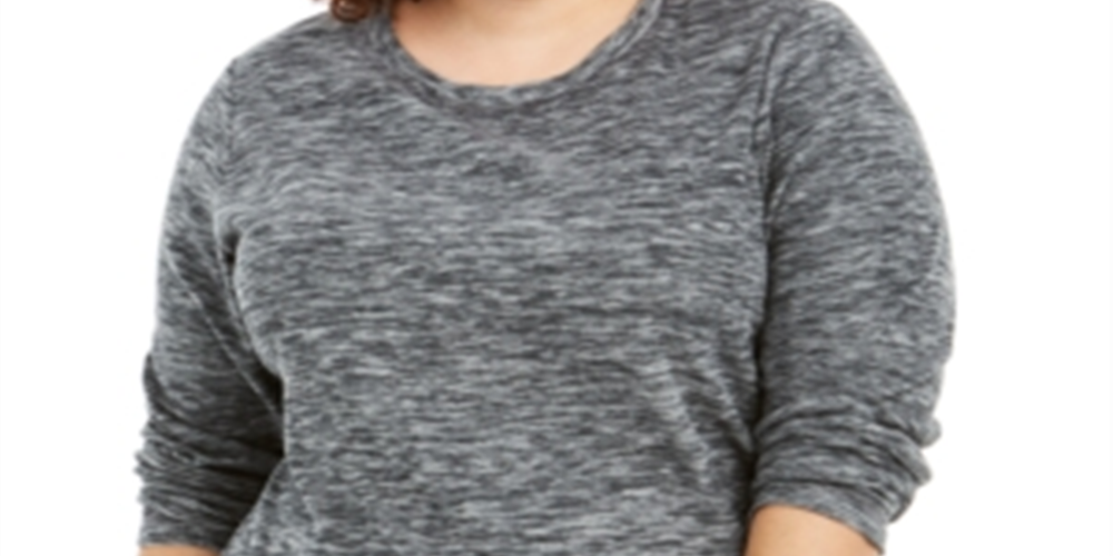 Karen Scott Women's Plus Marled Microfleece Top Gray Size 4X