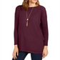 Style & Co Women's Seam Front Tunic Sweater Winestone Size Petite L
