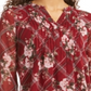 Charter Club Women's Mixed Print Split Neck Top Cranberry Size Petite S/M