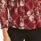 Charter Club Women's Mixed Print Split Neck Top Cranberry Size Petite S/M