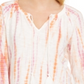 Style & Co Women's Tie Dye Peasant Top Pink Size Medium