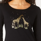 Karen Scott Women's Giraffe Foil Top Black Size Petite XL