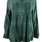 Style & Co Women's Plaid Pleated Top Green Size -Petite S