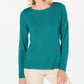 Karen Scott Women's Solid Long Sleeve Crew Neck Top Ocean Green Size Medium
