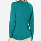 Karen Scott Women's Solid Long Sleeve Crew Neck Top Ocean Green Size Medium