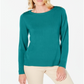 Karen Scott Women's Solid Long Sleeve Crew Neck Top Ocean Green Size Medium