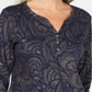Karen Scott Women's Leaf-Print 3/4 Sleeve Top Blue Size Petite Large