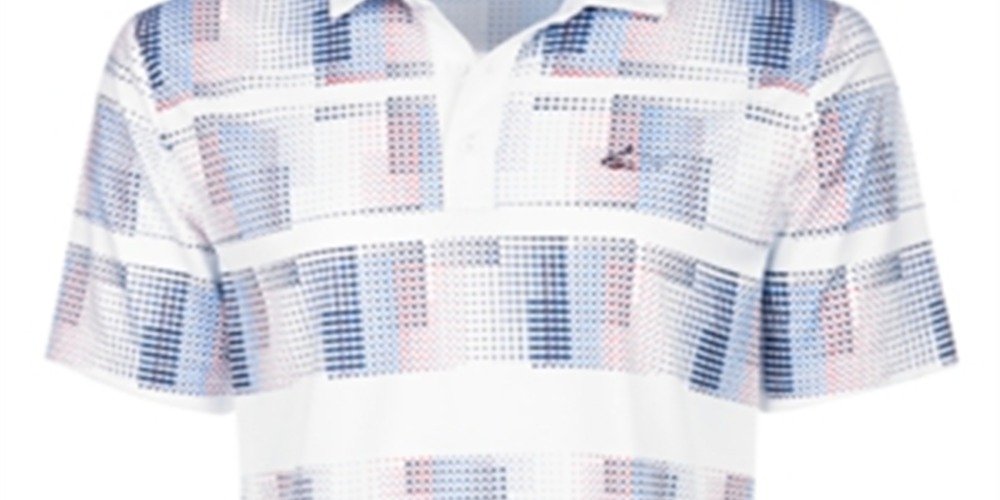 Attack Life Men's Stanton Pixel Stripe Performance Polo T-Shirt White Size Small