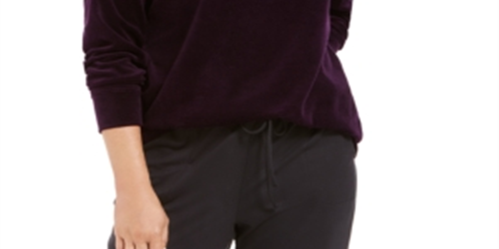 Karen Scott Women's Velour Sweatshirt Purple Size Petite Small