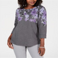 Karen Scott Women's Sport Floral Graphic Sweatshirt Gray Size M