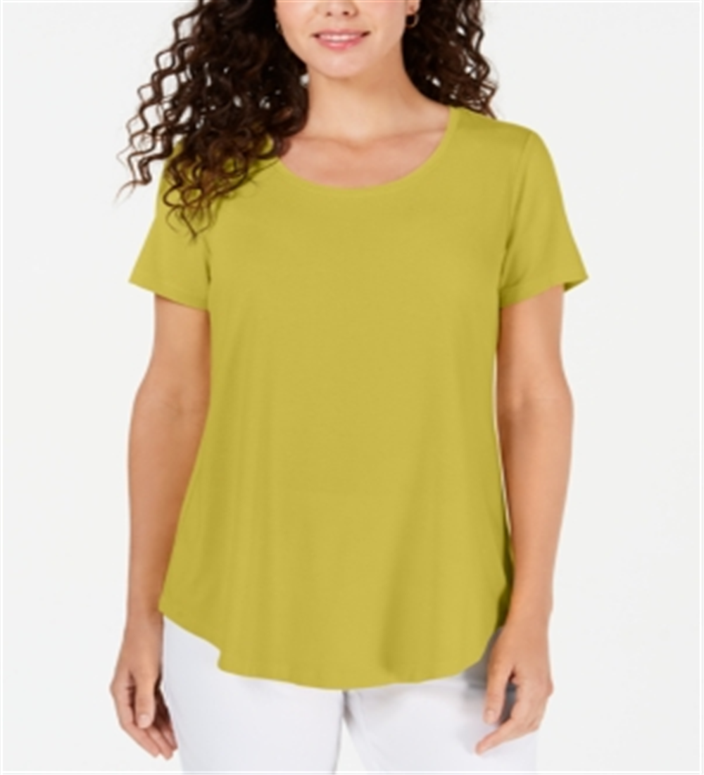 JM Collection Women's Scoop Neck Top Yellow Size L