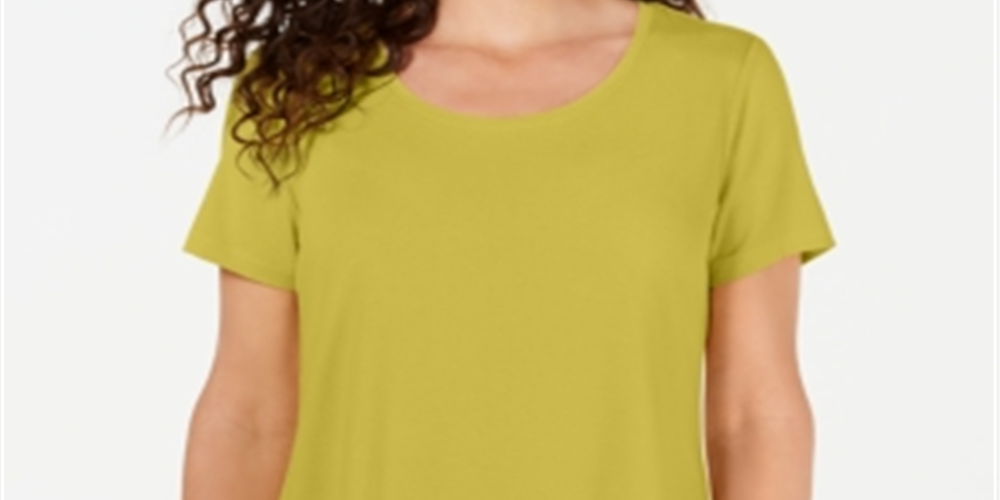 JM Collection Women's Scoop Neck Top Yellow Size L