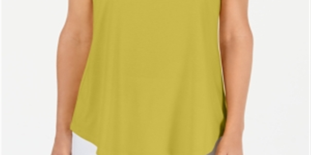 JM Collection Women's Scoop Neck Top Yellow Size L