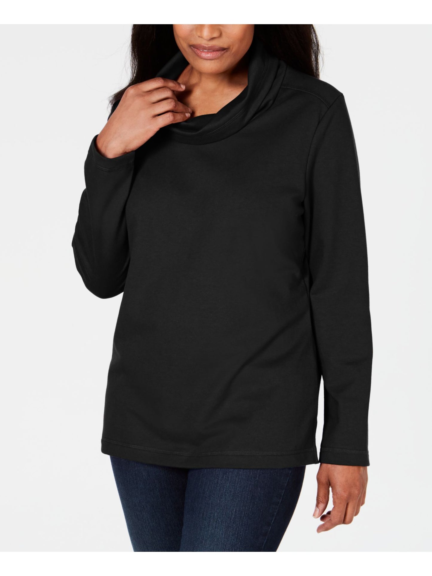 Karen Scott Women's Funnel Neck Top Black Size Petite XL