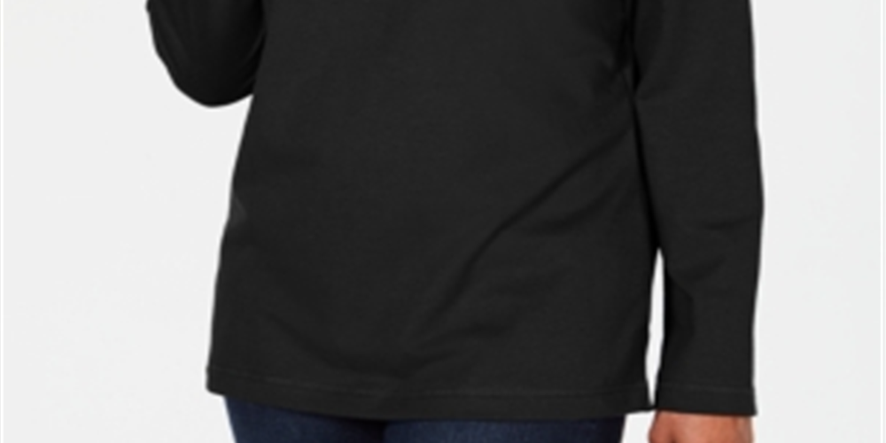 Karen Scott Women's Funnel Neck Top Black Size Petite XL
