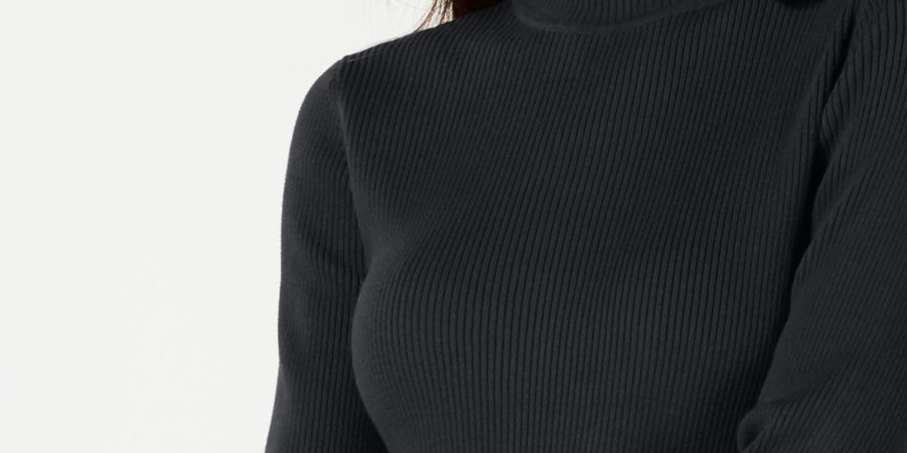 Karen Scott Women's Ribbed Long Sleeve Turtle Neck Sweater Black Size Petite X-Large