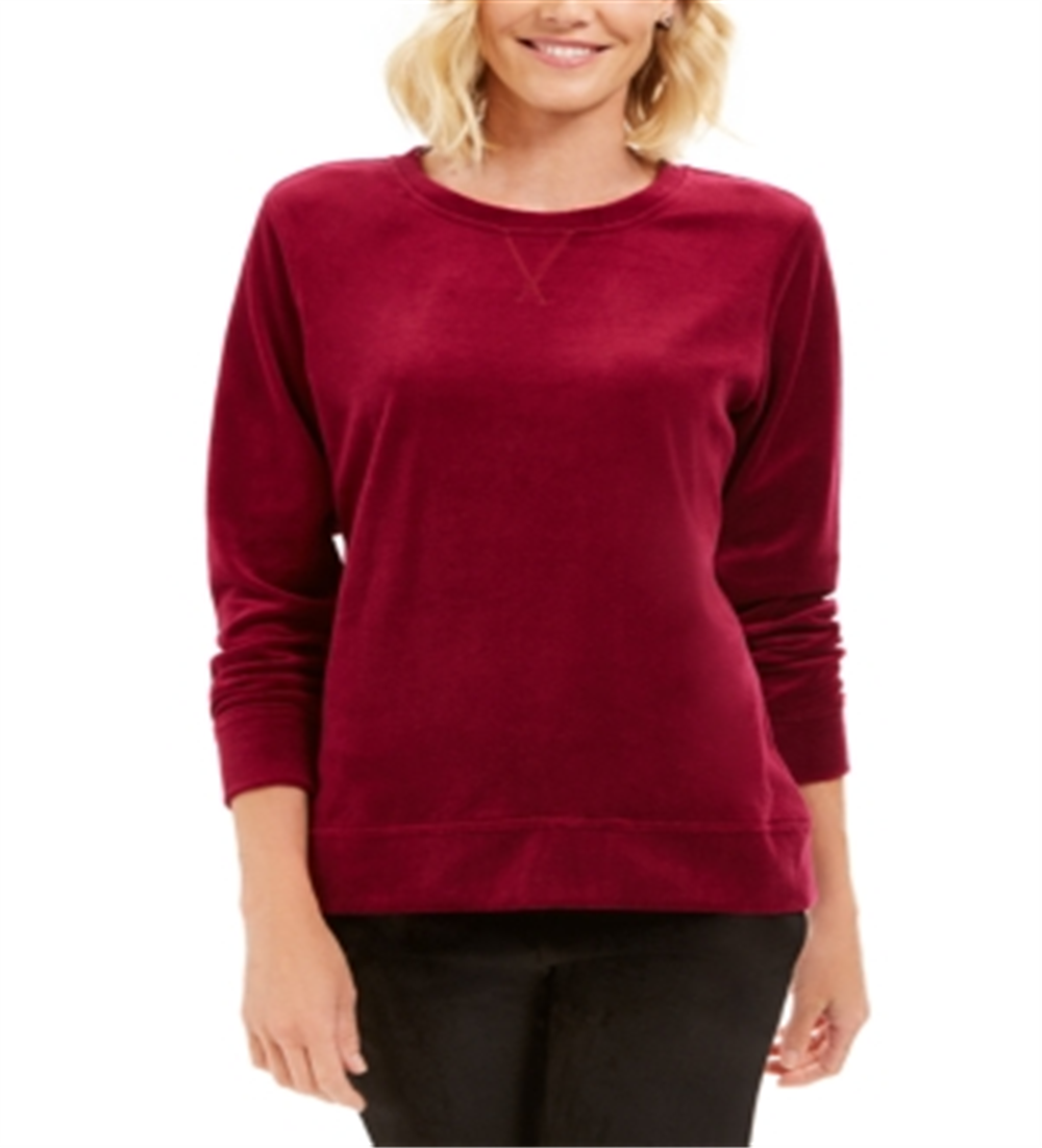 Karen Scott Women's Sport Velour Sweatshirt Purple Size Medium