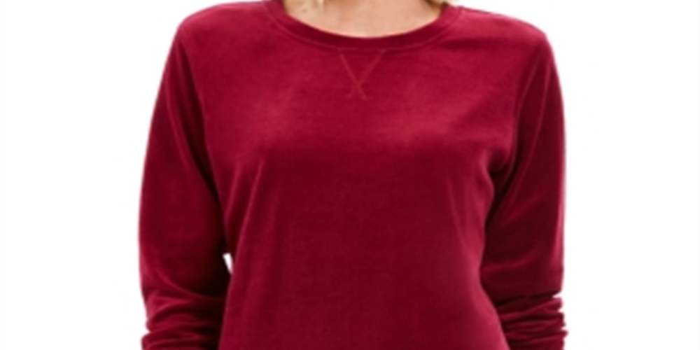 Karen Scott Women's Sport Velour Sweatshirt Purple Size Medium