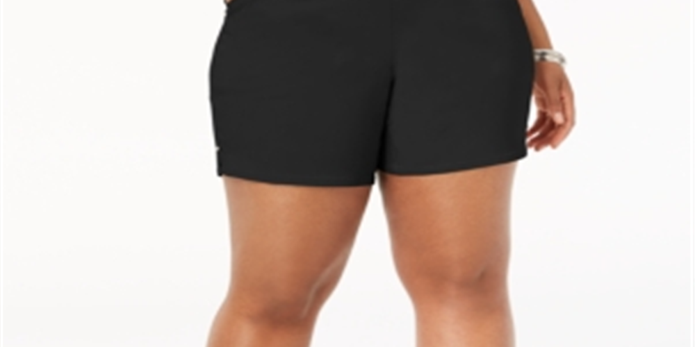 INC International Concepts Women's Plus Pull on Shorts Black Size 28W