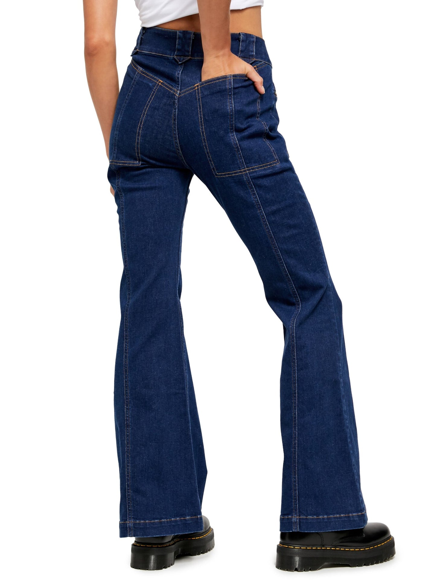 Free People Unisex Flare Jeans Waist Blue Size 29