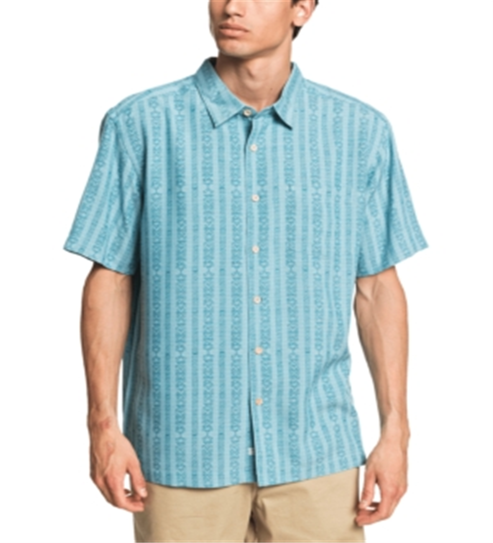 Waterman Tiki Row Short Sleeve Shirt Brown Size Medium