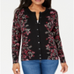 Karen Scott Women's Tapestry Print Cardigan Purple Floral Size Petite S