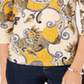 Charter Club Women's Pima Cotton Button Shoulder Print Top Yellow Size Petite Small