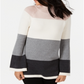 Charter Club Women's Colorblocked Sweater Gray Multi Size Petite S