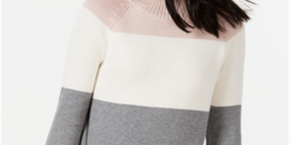 Charter Club Women's Colorblocked Sweater Gray Multi Size Petite S