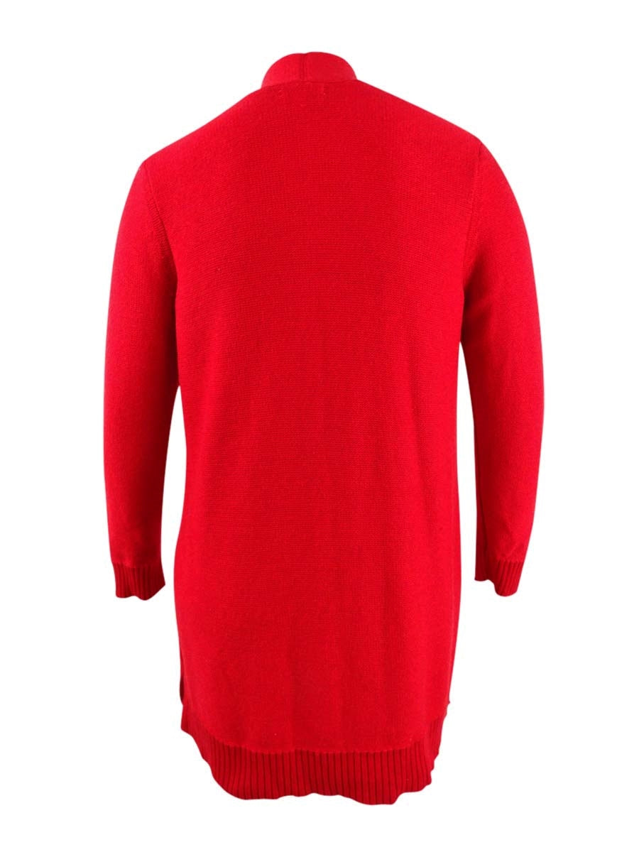 Charter Club Women's Patchwork Cardigan Red Size Petite Large