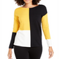 Alfani Women's Drop Shoulder Colorblocked Top Mustard Size Petite S/M